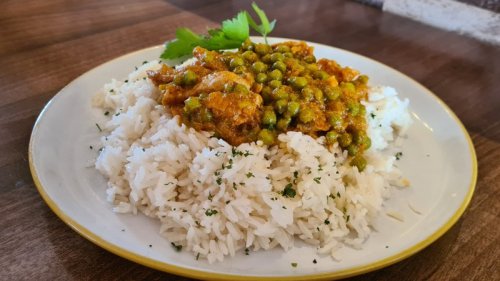 Zöldborsós tokány rizzsel