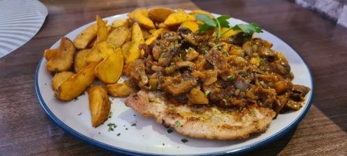 Sertés szelet vadász módra, krokettel